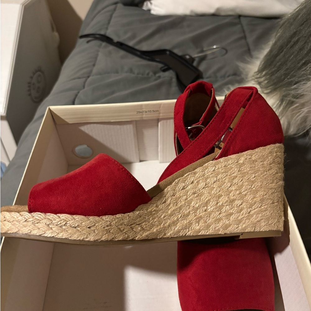 Style & Co. Red Wedge Espadrille Sandals